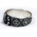 Skull and Crossbones Ring SS Sig Rune, Swastika and Oak Leaves