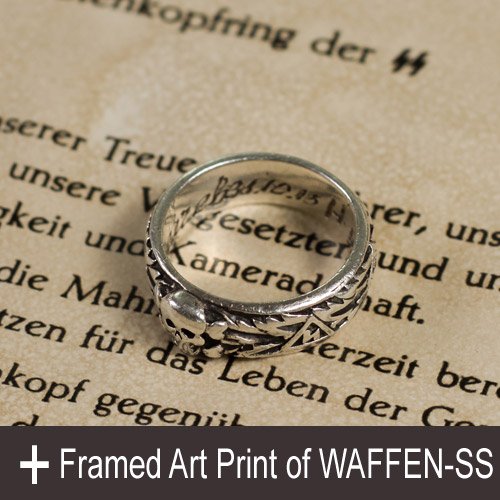 SS Totenkopf Ring and Framed Art Print of Waffen-SS - set of 3 pcs