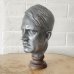 Adolf Hitler Bust Statue Desk Ornament, Polyresin Silver Matte - Wood Low Column Base