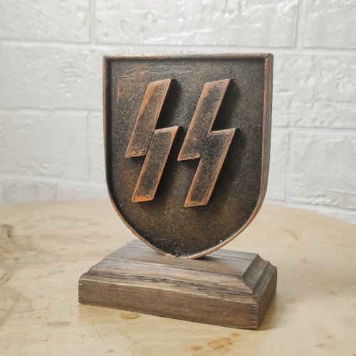 SS Schutzstaffel Desk Ornament, Wooden Base