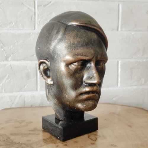 Adolf Hitler Bust Statue Desk Ornament, Polyresin Bronze Glossy - Stone Granite Base