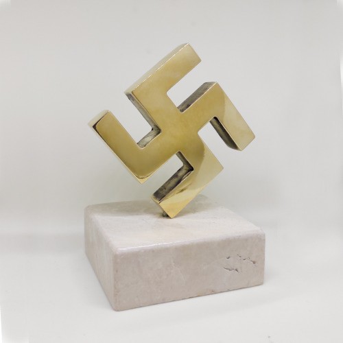 Swastika Statuette 12cm Bronze Swastika Desk Ornament WWII - marble, polished V2 Swastika Statuette 12cm Bronze Swastika Desk Ornament WWII - marble, polished V2