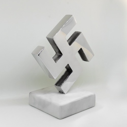 Swastika Statuette 8cm Aluminum Swastika Desk Ornament WWII - marble, polished V2 Swastika Statuette 8cm Aluminum Swastika Desk Ornament WWII - marble, polished V2